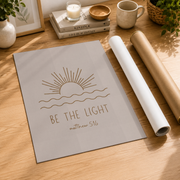 Matthew 5:16 Be The Light Christian Wall Art, Boho Sun Scripture Poster - Format: Rolled Canvas