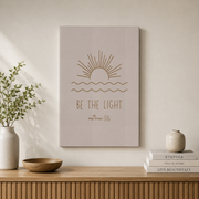 Matthew 5:16 Be The Light Christian Wall Art, Boho Sun Scripture Poster - Format: Stretched Canvas