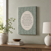 Matthew 6:34 Christian Wall Art, Botanical Bible Verse Poster - Format: Stretched Canvas