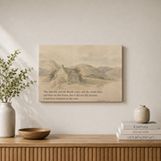 Matthew 7:25 Christian Wall Art, Mountain Faith Bible Verse Poster - Format: Stretched Canvas