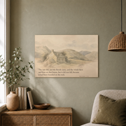 Matthew 7:25 Christian Wall Art, Mountain Faith Bible Verse Poster - Format: Unframed Paper Poster