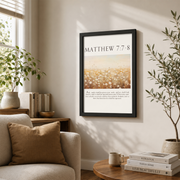 Matthew 7:7-8 Bible Verse Poster - Seek And You Shall Find Scripture Quote Wall Decor ,Decor For Living Room Bedroom, 16x24 UNFRAMED - Format: Black Framed Poster