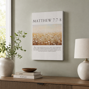 Matthew 7:7-8 Bible Verse Poster - Seek And You Shall Find Scripture Quote Wall Decor ,Decor For Living Room Bedroom, 16x24 UNFRAMED - Format: Stretched Canvas