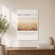 Matthew 7:7-8 Bible Verse Poster - Seek And You Shall Find Scripture Quote Wall Decor ,Decor For Living Room Bedroom, 16x24 UNFRAMED - Format: Unframed Paper Poster