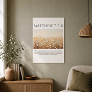 Matthew 7:7-8 Bible Verse Poster - Seek And You Shall Find Scripture Quote Wall Decor ,Decor For Living Room Bedroom, 16x24 UNFRAMED - Format: Unframed Paper Poster