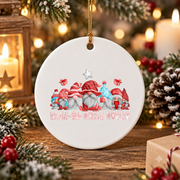 Meals On Wheels Worker Christmas Gnome Glass Ornament - Material: Circle Ceramic Ornament