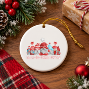 Meals On Wheels Worker Christmas Gnome Glass Ornament - Material: Circle Ceramic Ornament