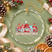 Meals On Wheels Worker Christmas Gnome Glass Ornament - Material: Circle Glass Ornament