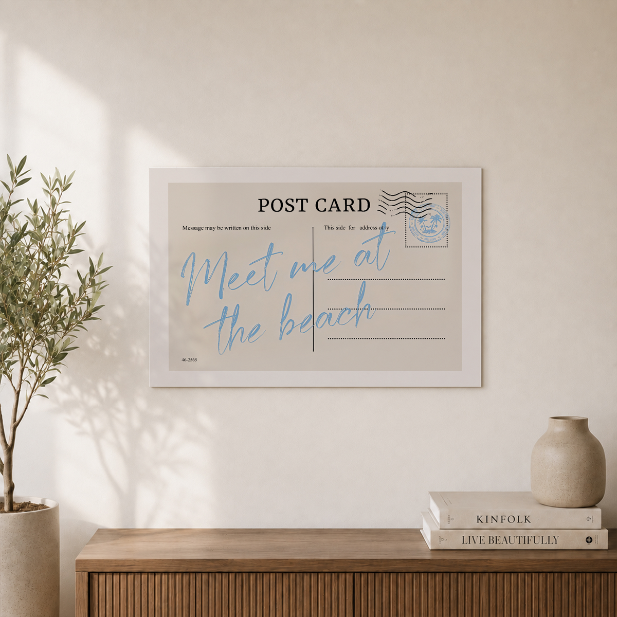 Meet Me At The Beach Wall Art Blue Coastal Typography Poster Summer Beach House Aesthetic Decor - Format: Unframed Paper Poster