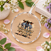 Melanin Cowgirl Black History Style Glass Ornament - Material: Circle Glass Ornament