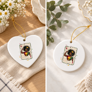 Melanin Queen Black History Month Glass Ornament - Material: Heart Ceramic Ornament