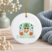 Men's St Patrick's Day Beer Gift Glass Ornament - Material: Circle Ceramic Ornament