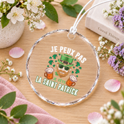 Men's St Patrick's Day Beer Gift Glass Ornament - Material: Circle Glass Ornament