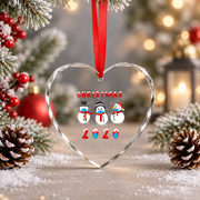 Merry Christmas Snowman Mask Pajama Snowflake Glass Ornament - Material: Heart Glass Ornament