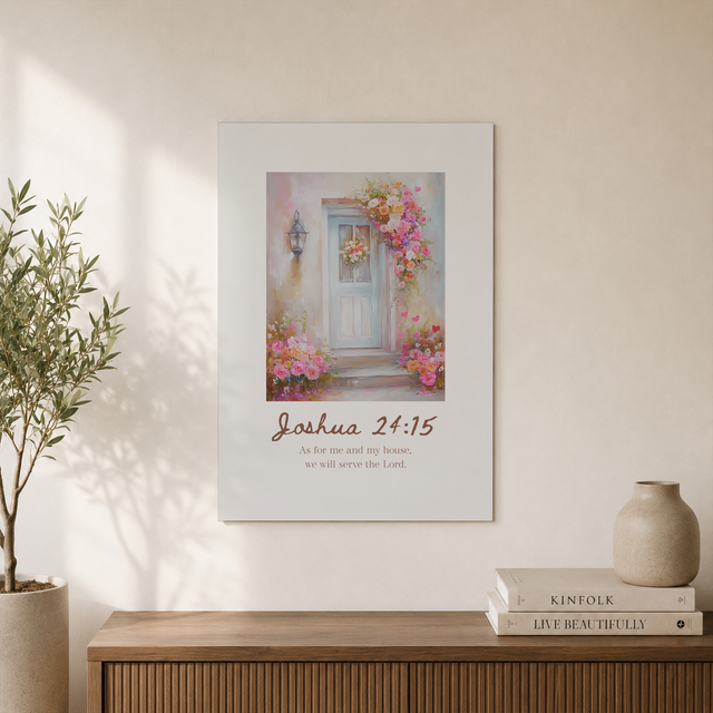 Miluva Bible Verse Wall Art Christian Quote Print Housewarming Gift Pink Vintage Print Christian Home Decor Living Room Art Scripture Wall Art Decor For Living Room Bedroom, 8x12 UNFRAMED - Format: Unframed Paper Poster