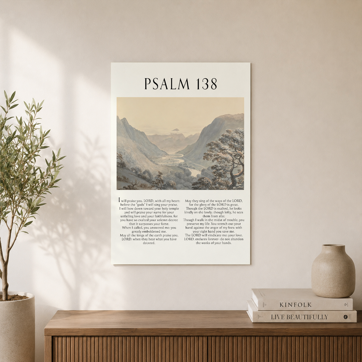Miluva Psalm 138 Bible Verses Wall Decor - Soulful Sanctuary For Home, Bedroom, Kitchen & Living Room - Christian Inspirational Posters Ideal Gift ,Decor For Living Room Bedroom, 24x36 UNFRAMED - Format: Unframed Paper Poster