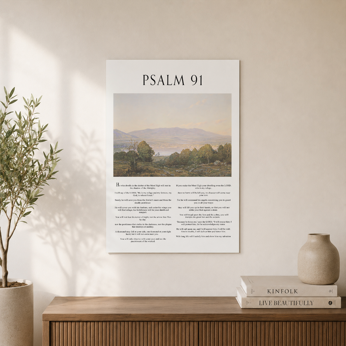 Miluva Psalm 91 Bible Verse Wall Art Poster - Decorate Your Hallway, Living Room, And Offices With Inspirational Scripture Artwork ,Decor For Living Room Bedroom, 24x36 UNFRAMED - Format: Unframed Paper Poster