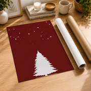 Minimalist Christmas Tree Wall Art Red and White Holiday Poster Burgundy Winter Decor Unframed - Format: Rolled Canvas