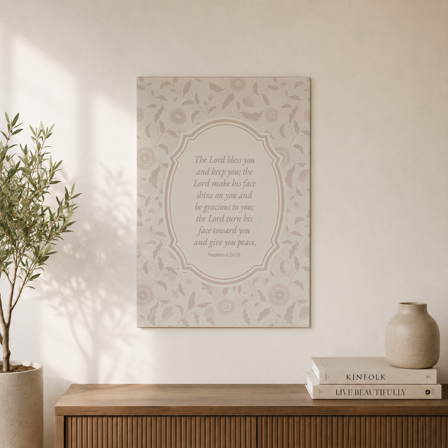 Modroom May The Lord Bless You Vintage Nursery Bible Verse Wall Art Neutral Floral Print Christian Girl Gift For Goddaughter Elegant Biblical Decor Wall Art, Modern Wall Decor, 12x18 UNFRAMED - Format: Unframed Paper Poster