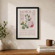 Modroom Pink Rose Salmos 23 Scripture Wall Art Spanish Bible Verse, Decoracion Espanol, Bible Wall Art, Pink Rose Art, Espanol, Modern Wall Art Decor, 24x36 UNFRAMED - Format: Black Framed Poster