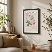 Modroom Pink Rose Salmos 23 Scripture Wall Art Spanish Bible Verse, Decoracion Espanol, Bible Wall Art, Pink Rose Art, Espanol, Modern Wall Art Decor, 24x36 UNFRAMED - Format: Black Framed Poster