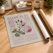 Modroom Pink Rose Salmos 23 Scripture Wall Art Spanish Bible Verse, Decoracion Espanol, Bible Wall Art, Pink Rose Art, Espanol, Modern Wall Art Decor, 24x36 UNFRAMED - Format: Rolled Canvas