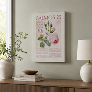Modroom Pink Rose Salmos 23 Scripture Wall Art Spanish Bible Verse, Decoracion Espanol, Bible Wall Art, Pink Rose Art, Espanol, Modern Wall Art Decor, 24x36 UNFRAMED - Format: Stretched Canvas