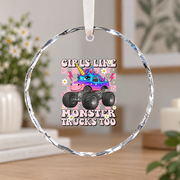 Monster Truck Lover Baby Gift Ceramic Ornament - Material: Circle Glass Ornament