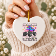 Monster Truck Lover Baby Gift Ceramic Ornament - Material: Heart Ceramic Ornament