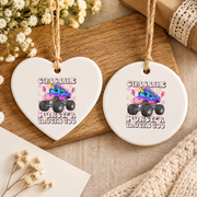 Monster Truck Lover Baby Gift Ceramic Ornament - Material: Heart Ceramic Ornament