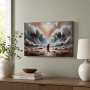 Moses Parting The Red Sea Christian Wall Art, Exodus Bible Story Poster - Format: Stretched Canvas
