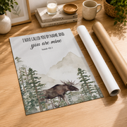 Mountain Animal Christian Wall Art, Woodland Scripture Nursery Print - Format: Rolled Canvas