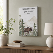 Mountain Animal Christian Wall Art, Woodland Scripture Nursery Print - Format: Stretched Canvas