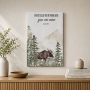 Mountain Animal Christian Wall Art, Woodland Scripture Nursery Print - Format: Stretched Canvas