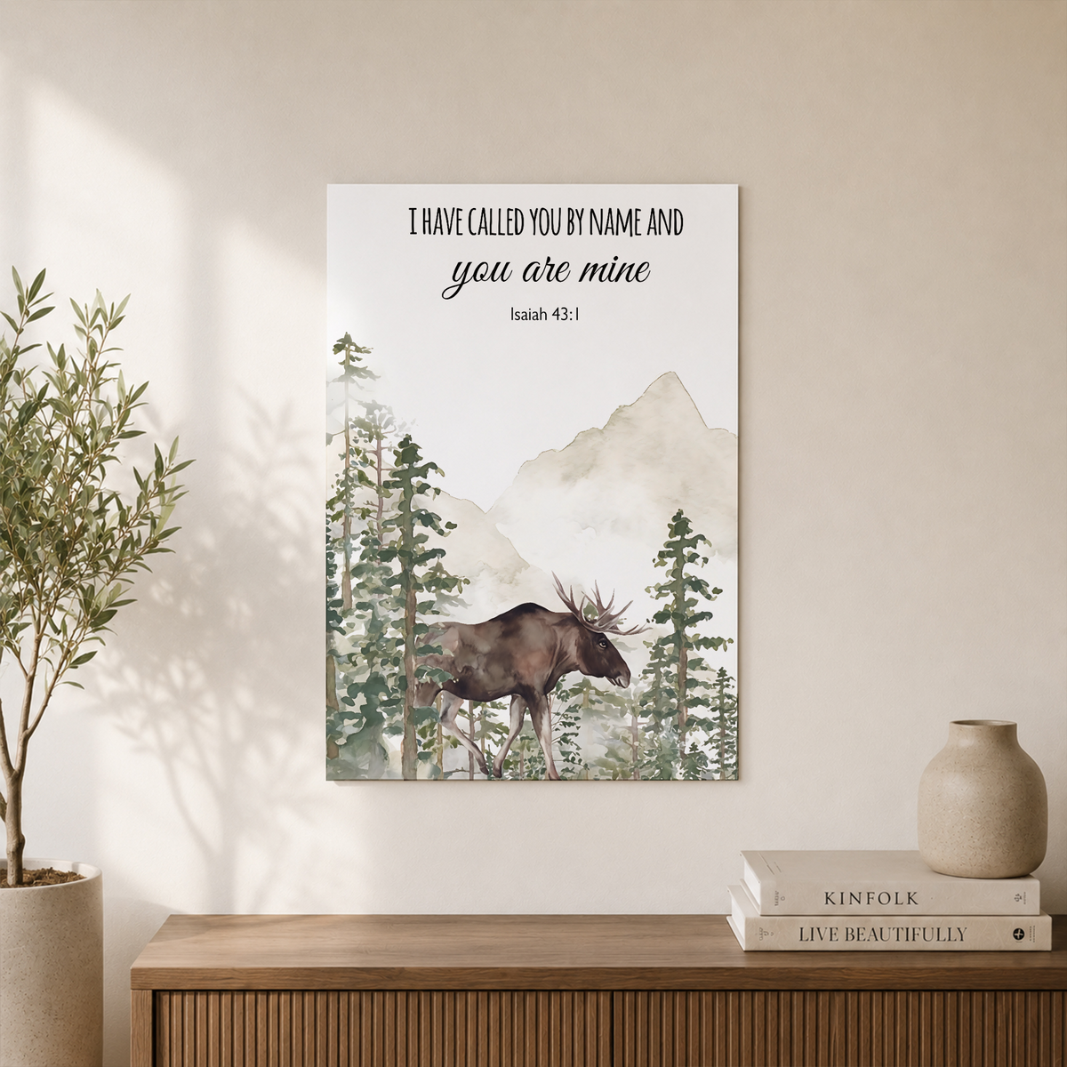 Mountain Animal Christian Wall Art, Woodland Scripture Nursery Print - Format: Unframed Paper Poster