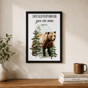 Mountain Wildlife Christian Nursery Wall Art, Woodland Bible Verse Poster - Format: Black Framed Poster