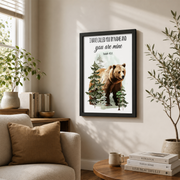 Mountain Wildlife Christian Nursery Wall Art, Woodland Bible Verse Poster - Format: Black Framed Poster