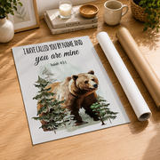 Mountain Wildlife Christian Nursery Wall Art, Woodland Bible Verse Poster - Format: Rolled Canvas