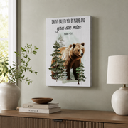 Mountain Wildlife Christian Nursery Wall Art, Woodland Bible Verse Poster - Format: Stretched Canvas