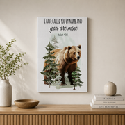 Mountain Wildlife Christian Nursery Wall Art, Woodland Bible Verse Poster - Format: Stretched Canvas