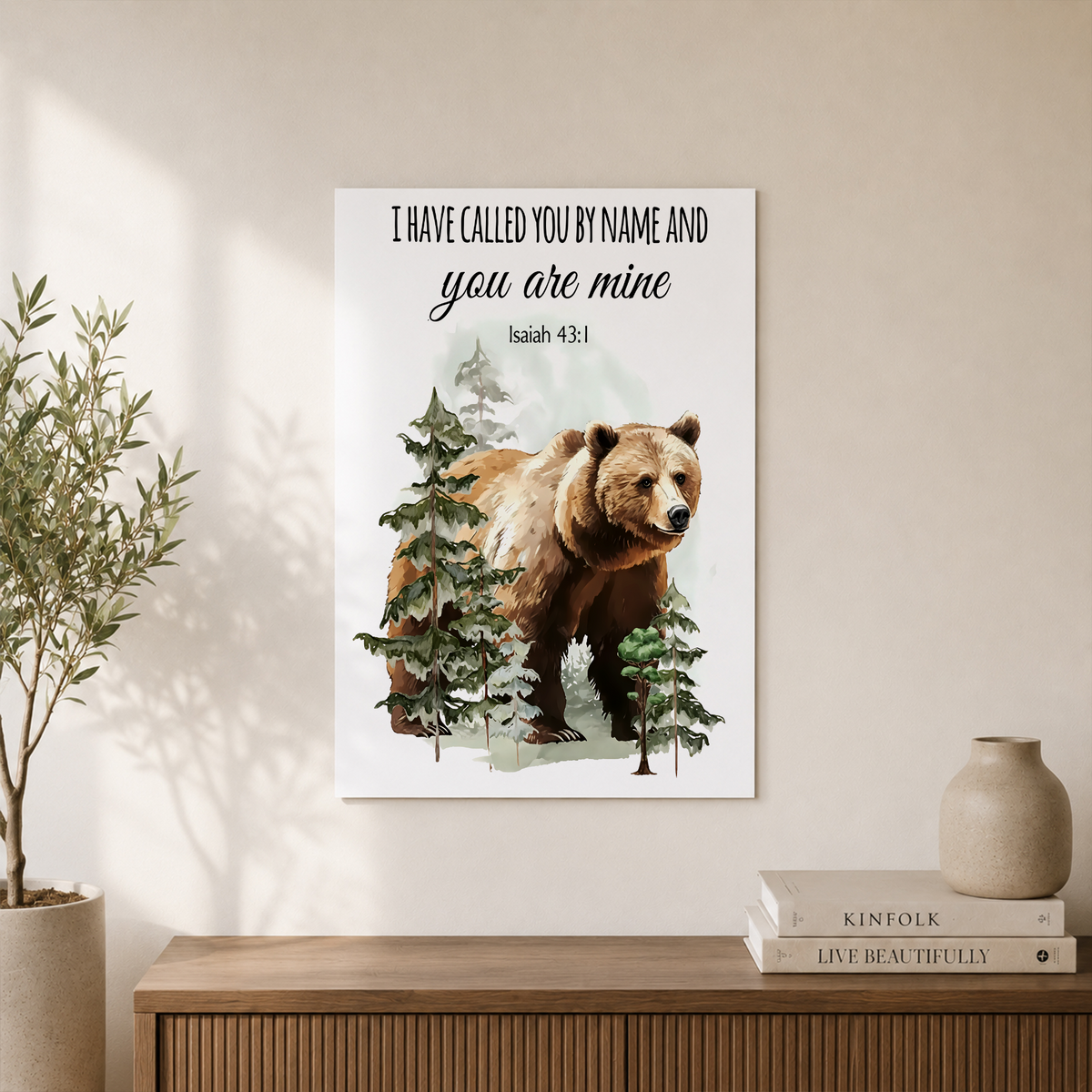 Mountain Wildlife Christian Nursery Wall Art, Woodland Bible Verse Poster - Format: Unframed Paper Poster