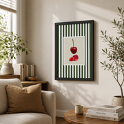 Nancy Meyers Kitchen Wall Art Cherry Retro Fruit Poster Old Money Aesthetic Colorful Kitchen Decor - Format: Black Framed Poster