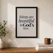 Navy Christian Wall Art Set, In His Perfect Time Bible Verse Trio - Format: Black Framed Poster