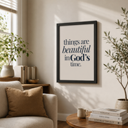 Navy Christian Wall Art Set, In His Perfect Time Bible Verse Trio - Format: Black Framed Poster