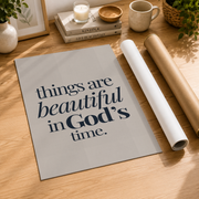 Navy Christian Wall Art Set, In His Perfect Time Bible Verse Trio - Format: Rolled Canvas