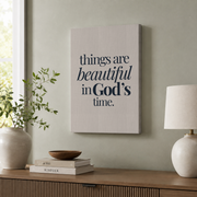 Navy Christian Wall Art Set, In His Perfect Time Bible Verse Trio - Format: Stretched Canvas