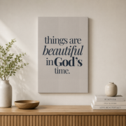 Navy Christian Wall Art Set, In His Perfect Time Bible Verse Trio - Format: Stretched Canvas