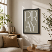 Neutral Christian Bedroom Wall Art Set, Minimalist Jesus Scripture Prints - Format: Black Framed Poster