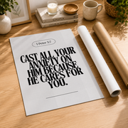 Neutral Christian Wall Art Set, Inspirational Bible Verse Triptych - Format: Rolled Canvas