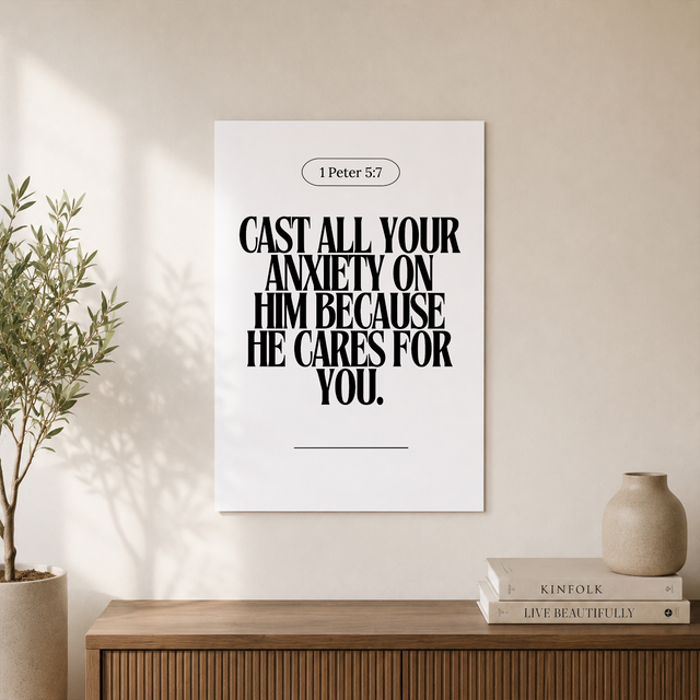 Neutral Christian Wall Art Set, Inspirational Bible Verse Triptych - Format: Unframed Paper Poster